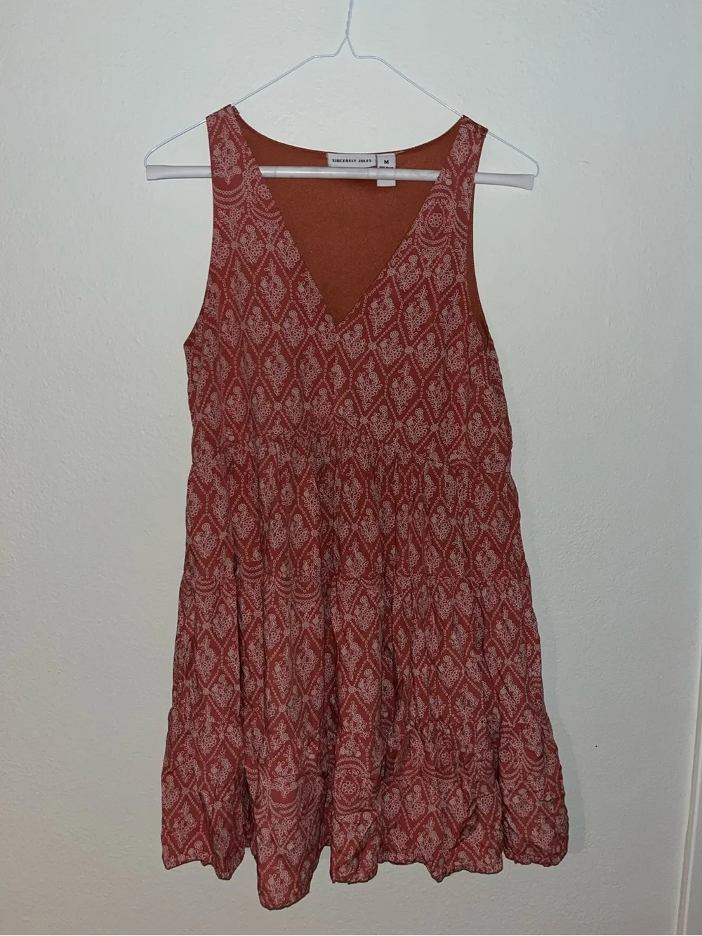 Sincerely Jules Coral Pink V-Neck Mini Dress - Picture 3 of 5